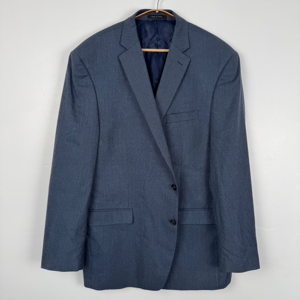 Lauren Ralph Lauren Mens 48L Blue Micro Check Two Button Blazer Sport Coat